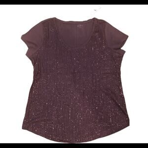 Loft eggplant sequins tee